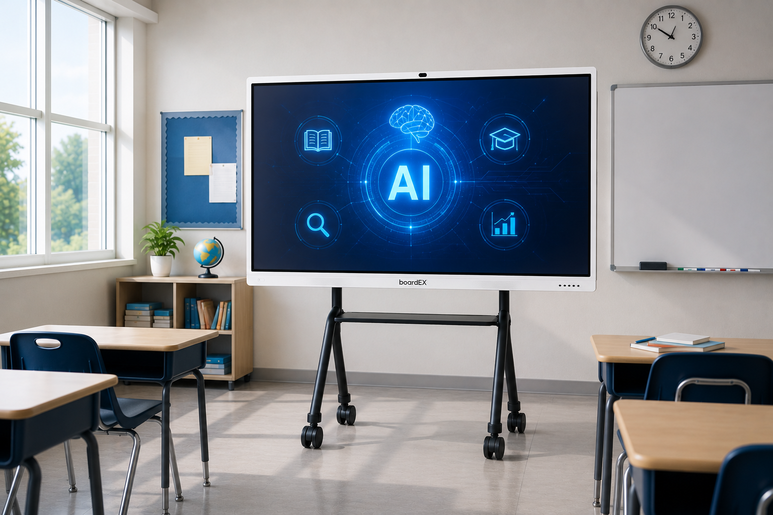 AI-powered boardEX interactive flat panel with smart classroom technology for modern education