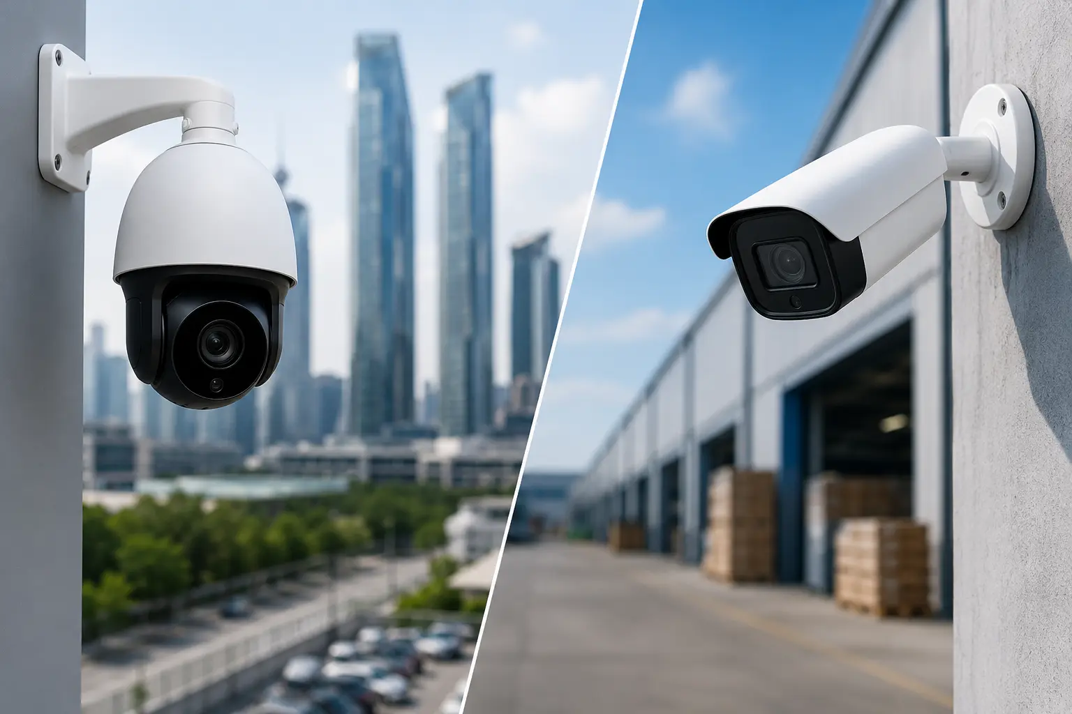 PTZ and fixed CCTV cameras for business security in Dubai.